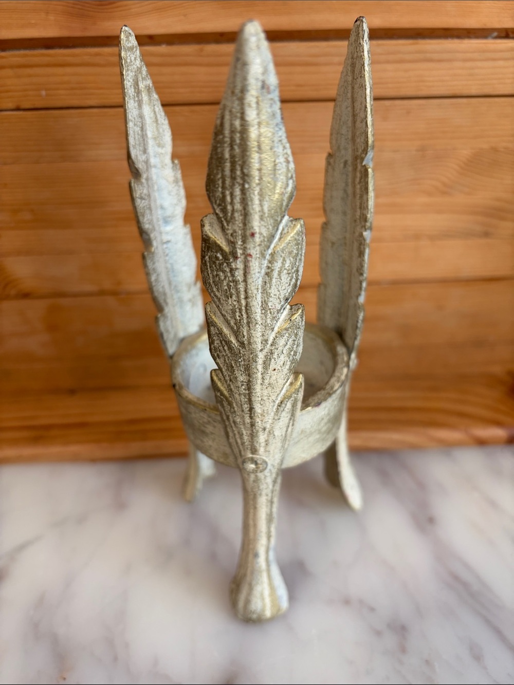 Decorative Metallic Leaf Candle Holder - Gold